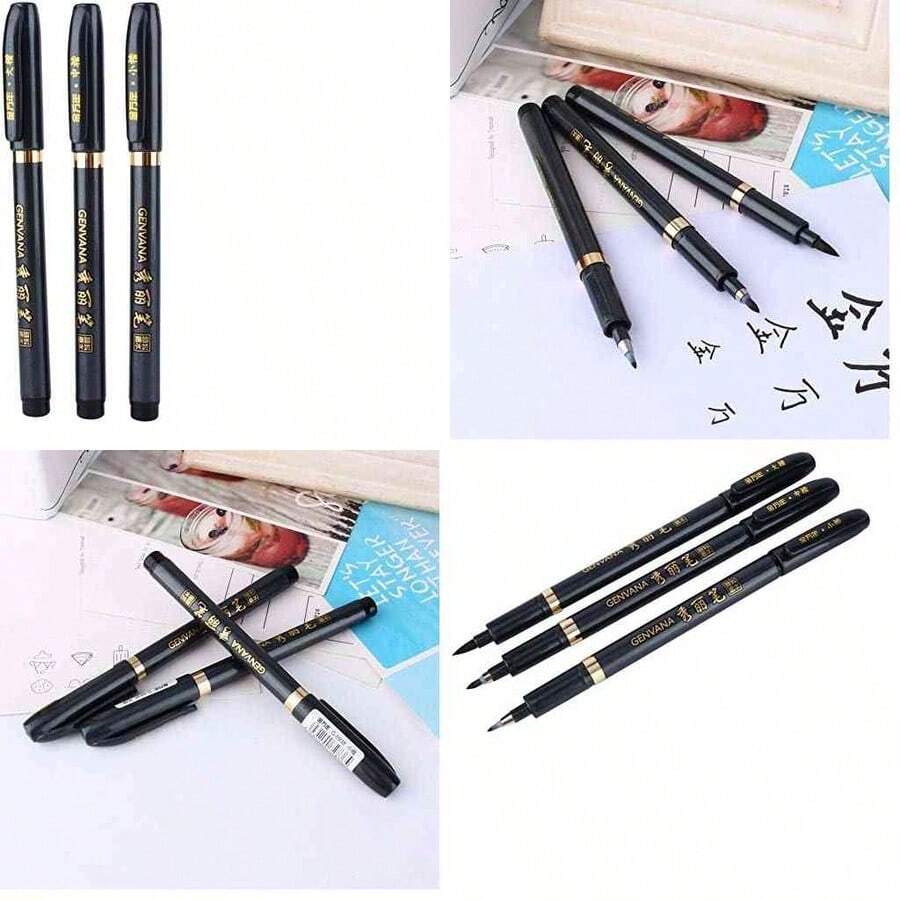 3 piezas de caligrafa japonesa china Shodo Brush Ink Pen Writing Drawing Craft para papelera escolar de MAVIS LAVEN - como se muestra en la figura - Ver 1
