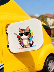 Cute Pet Fashion Glasses Cat Creative Car Sticker, Colorful Ink Splash Effect, Adorable Pattern, Easy To Apply And Not Easy To Fall Off, Cover Blemishes And Prevent Scratches, Suitable For Cars, Gas Tanks, Smooth Surfaces, Daily Use - Cartoon - View 8