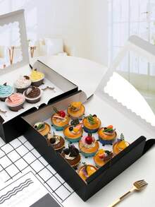 3pcs/6pcs Valentine's Day & New Year 12-Piece Window Cookie/Candy Boxes, Containers For Holidays, Weddings, Birthdays, Baking Supplies, 12-Cup Cupcake Boxes, Premium Cake Packaging - Multicolor - View 9