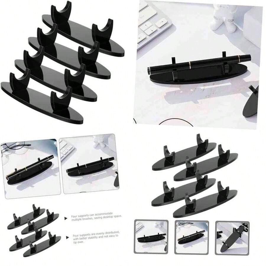 Soporte Organizador De Acrlico Para Bolgrafos Y Brochas De Maquillaje 4 Piezas Estante De Escritorio Multifuncional Para Oficina Y Hogar - como se muestra en la figura - Ver 1