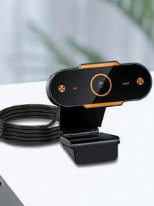 Cámara web con micrófono, cámara web USB HD 1080P, adecuada para computadoras y portátiles, gran ángulo de 110°, con cubierta de privacidad, cámara web portátil de transmisión en vivo con reducción de ruido, plug and play. - Negro - Ver 1