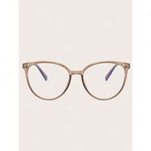 Women's Burgundy Cat Eye PC Frame Plain Full Frame Rivet Glasses - Fashion Casual Flat Eyewear With Bold Rivet Detail & Modern Vintage Flair. - Default - 查看 2