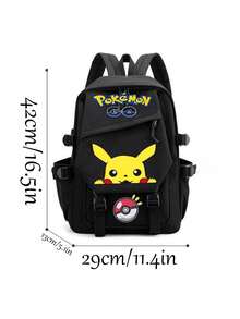 Pokémon Cute Anime Fashion Backpack, Large Capacity Outdoor Backpack, Durable Nylon Material, Suitable For School, College, Travel, Back To School Gift, School Supplies - Multicolor - View 2