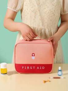 1pc Outdoor Travel Office Carry Large Capacity First Aid Kit, Storage Bag, Portable Medicine Box, Medicine And Pill Storage Container With Pill Pattern, Medicine Bag, Zipper Bag, Y2K Aesthetic Box, Storage Box, Cosmetic Travel Bag, Toiletry Box, Multifunctional Bag, Gift