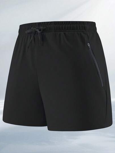 Quần short thể thao nữ bằng vải dệt kim thoáng khí, nhẹ và mềm mại, có túi khóa kéo và dây rút co giãn ở eo, thấm hút mồ hôi, thích hợp cho chạy bộ, tập thể dục, yoga, thể hình và các hoạt động tại phòng tập gym.