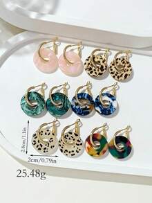 LADYCOCO 12对时尚可爱多色镂空耳钉套装，适合女性日常佩戴 - 彩色 - 查看 3