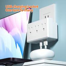 Buy One Get One Free ! This Ultra-Compact 6-In-1 Wall Socket Is Small And Portable, Featuring 3 AC Ports, 2 USB Ports, And 1 Type-C Port. - US B Type Plug(110-127V) - View 5