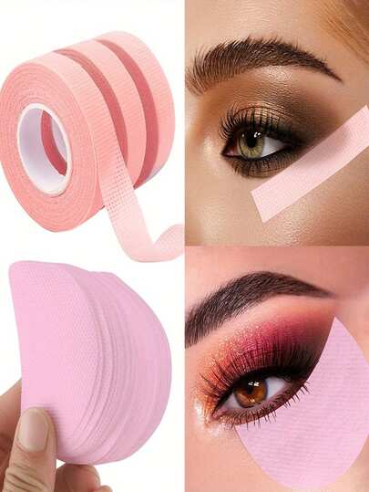 6 pezzi Set di nastri per ombretto, include 2 confezioni di nastri per ombretto e 2 confezioni di adesivi per ombretto, realizzati in tessuto non tessuto, adatti per ombretto, eyeliner, mascara e trucco per le labbra, strumento per l'estensione delle ciglie