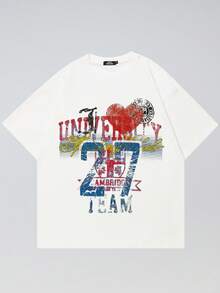 Tiny Spark White Tee Shirt Vintage Graphic Multiple Letters Retro Badge - White - View 2