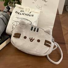 INS Plush Pencil, Cute Makeup Bag, Large Capacity, Portable, Plush Cat Stationery Storage Bag, Zipper Closure Pen Bag 1pcs - CAT - View 8