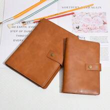 Leather Journal Refillable Notebook Spiral Diary Binder Portfolio - A5 Dotted Paper & Inner Pockets For Travel Work And Personal Organizer (Brown, A5) - 棕色 - 查看 8