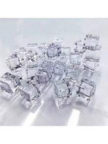 30pcs Realistic Acrylic Ice Cubes, Transparent Fake Ice, Photography Props, Vase Filler Transparent Cubic Photography Props, Square Ice Cube Props, Shooting Props, Model Molds - Transparent - View 1