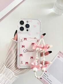 条纹蝴蝶结彩绘透明卡包硅胶软壳全包保护套，附赠串珠手链配件，兼容 17 Pro/17 Air/17/17 Pro Max、16/11/16 Pro/16 Plus/16 Pro Max/16 e、Galaxy、Redmi 等机型。 - 彩色 - 查看 3