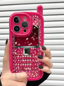 1个全新独特大老板玫红色花卉彩绘防摔手机壳，兼容 15，亮面彩绘软壳，防摔手机壳，兼容 17 Pro/17 Air/17/17 Pro Max、16/11/16 Pro/16 Plus/16 Pro Max/16 E/15 Pro Max/13/14/12/XS/XR/7G/8P3手机壳，14/11软壳P12防摔XS手机壳保护套 - 彩色 - 查看 1