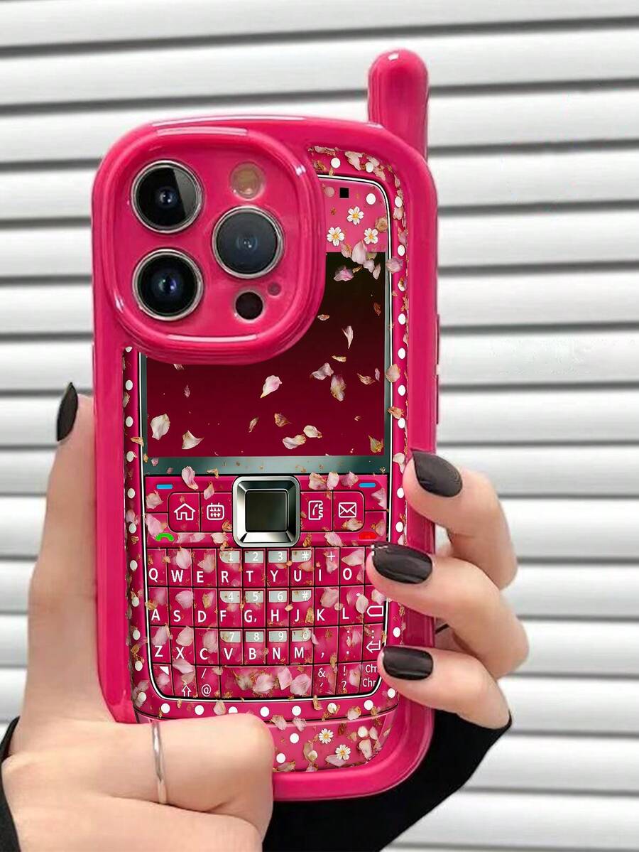 1个全新独特大老板玫红色花卉彩绘防摔手机壳，兼容 15，亮面彩绘软壳，防摔手机壳，兼容 17 Pro/17 Air/17/17 Pro Max、16/11/16 Pro/16 Plus/16 Pro Max/16 E/15 Pro Max/13/14/12/XS/XR/7G/8P3手机壳，14/11软壳P12防摔XS手机壳保护套 - 彩色 - 查看 1