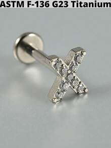 1件装 CZ 方形钛金属内螺纹花朵形耳骨耳环，16G 人体穿刺饰品 - 如圖 - 查看 27