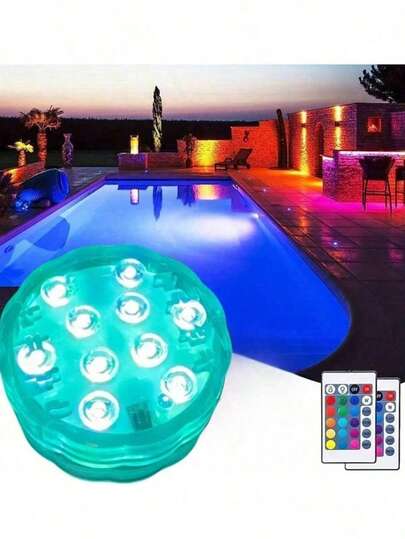 1/2/4/6/8/10pcs Waterproof LED Lights, 16 Color Changing Underwater Lights With Remote Control, Suitable For Swimming Pool, Aquarium, Vase, Bathtub, Hot Tub, And Party Decoration,Remote Control 16-Color Battery Powered LED Water Light, Suitable For In-Ground/Above-Ground Swimming Pools, Hot Tubs, Fish Tanks, Ponds, Party Decor