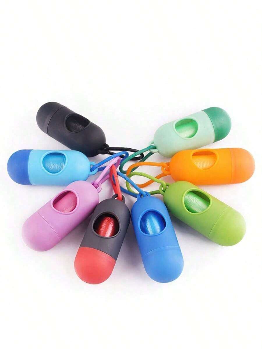 1个装狗便便袋，带分配器和药丸形便携挂钩的腰带夹。每个袋子包含15个便便袋。它确保防漏外观，且体积小巧。附赠一个垃圾袋，垃圾袋颜色随机。 - 彩色 - 查看 1