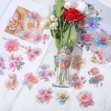Sparkly Flower Stickers, 60 Pcs Waterproof Botanical Floral Journaling Sticker PET Floral Stickers Scrapbooking Supplies Journal Planners Art Crafts Photo Album Decor - 豐富多彩的 - 查看 6