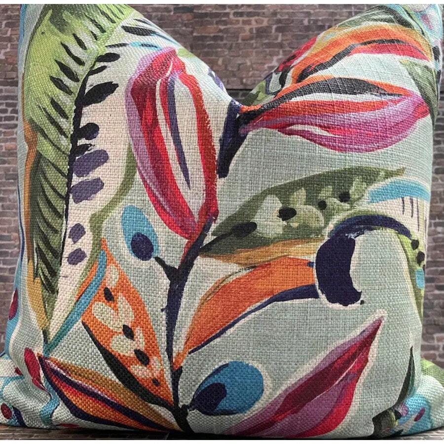 Designer Pillow Cover, Tropical Leaf, ENQ, Carnival - 白色 - 查看 1