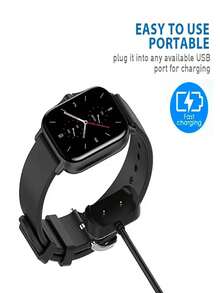 USB Charger Replacement For GTS 2/GTS 2 Mini/GTR 2e/Bip 5/Bip 3/Bip U, Smart Watch Fast Charging Cable - Black - View 3