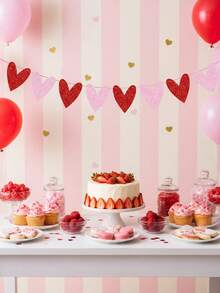 1pc Heart-Shaped Latte Art, Happy Galentine's Day Party Decor, Anniversary Party Decoration - Multicolor - View 4