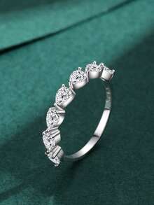 1pc 925 Sterling Silver Elegant Water Drop Shape Zirconia Rings For Women Wedding Engagement Jewelry Gift - Silver - View 1