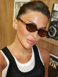 1 Pair Retro Oval Small Frame Fashion Glasses, Unisex Stylish High-End Casual - Multicolor - View 3