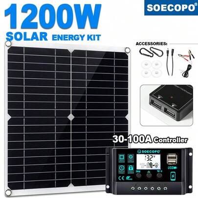 12V/24V 100A Solar Charge Controller AutoSwitch LCD Display with Overcharge/Short Circuit Protection for RV Boat Off-Grid System