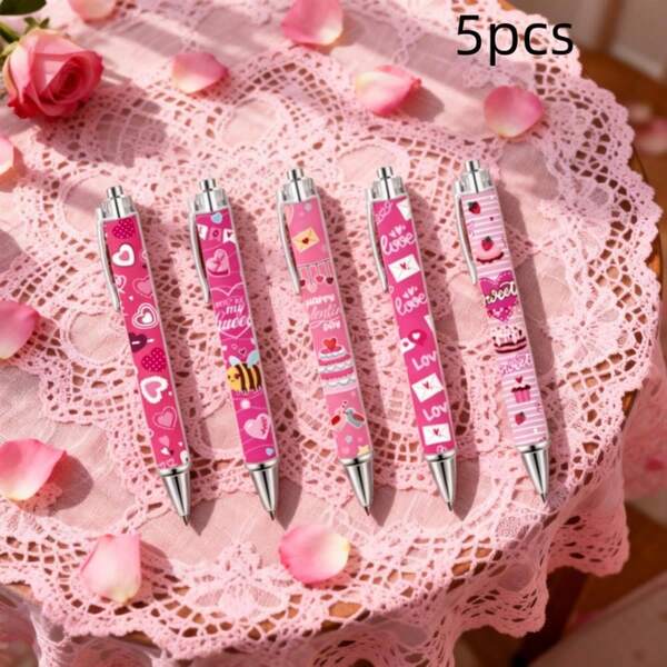10 piezas Bolígrafos con diseño de corazón rosa y mariposa, de alta calidad y secado rápido, con forma de corazón linda, adecuados para el Día de San Valentín