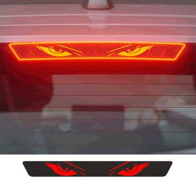 Anime Style Carbon Fiber Evil Eye Car Brake Light Sticker, Self-Adhesive Waterproof Vinyl, For Vehicle Styling Upgrade, Auto Parts, Car Decor, Car Decal