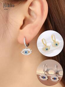 Hihho 水鑽眼睛耳墜 - 銀色 - 查看 8