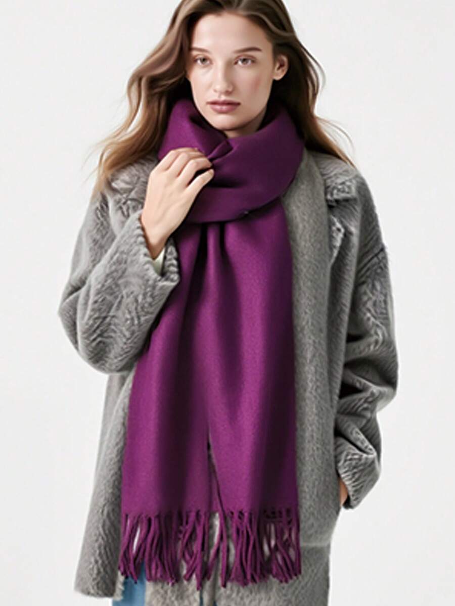 Women's Winter Scarf, Soft & Warm Scarf, Comfortable Shawl, Lightweight Wool-Like Scarf, Party Scarf - Purple - View 1
