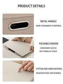 1 Peça Caixa de Armazenamento de Roupas, Caixa de Classificação de Tecido de Grande Capacidade para Uso Doméstico, Guarda-Roupa, Roupas Dobráveis, Cesta de Armazenamento de Algodão e Linho, Artefato - Multicolorido - Visão 5