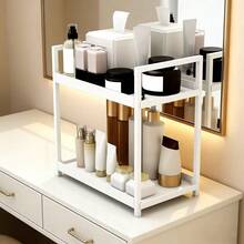 2-Tier Cosmetic Storage Box - Skincare Organizer, Suitable For Vanity And Bathroom, Great For Storing Lipsticks, Skincare Products And Perfumes, Practical Storage Rack For Bathroom And Vanity - Multicolor - View 2