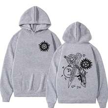 Nouveau sweat-shirt à capuche mode printemps et automne, imprimé ailes de corbeau drôle, style Harajuku Y2K, pour hommes et femmes. sweat-shirt à capuche long 2025 - Gris pâle - Voir 12