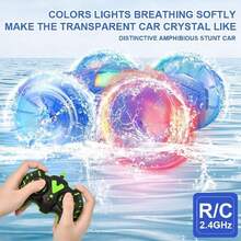 Coche Control Remoto, Coche Teledirigido Anfibio con Luces, Amphibious RC Car, Sensor de Gestuo 2,4 GHz Impermeables, 4WD 360 ° Roating All Terrain Stunt Juguete para niños de 6-12 años (Azul),37368129 - Lila Púrpura - Ver 5