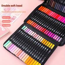Double-Ended Watercolor Pen Painting Set, Fine-Tip Markers - Featuring Vibrant Colors, Quick-Drying Ink, And Durable Plastic Barrels, Perfect For Drawing, Marking, Sketching, And Doodling - Makes A Great Party Favor And Christmas Gift For Art Lovers - 套裝 - 查看 4