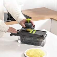 14合1多功能方形工具，可切丁、切丝、分离蛋黄和蛋白、去皮和沥干，配备多种刀片，适用于不同食材。 - 彩色 - 查看 7