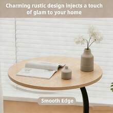 Mesa Auxiliar En Forma De C Para Sala, Mesas Laterales Redonda Para Sala, Mesita De Centro Mesita Auxiliar Minimalista Moderna, Para Sofás Y Camas, Espacio Pequeño, Dormitorio - Champán - Ver 3