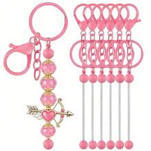 3/6pcs Beaded Keychain Chains, Blank Alloy Beaded Keychain DIY Accessories Kit, Suitable For Pendant Bead DIY Keychain Making, Jewelry Making, Gifts - Beaded Keychain - View 9