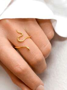 1pc S925 Sterling Silver Smooth Snake Finger Ring, Women's Minimalist Chic Snake Pattern Adjustable Open Ring, Fashionable Versatile Gift