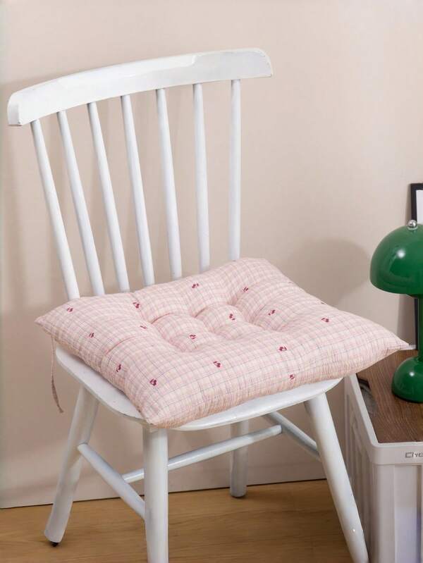 1pc Floral Farmhouse Style Polyester Chair Cushion, Decorative Throw Pillow For Valentine's Day, Machine Washable, Knit Design, Comfortable Support, Fits Garden Chairs, Dining Chairs And Office Chairs, Multipurpose, 40x40cm, Suitable For Living Room Chairs, Office Chairs, Dining Chairs And Other Pillows And Backrests, Home Decor