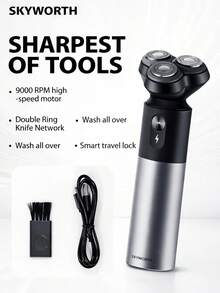 SKYWORTH G3F Triple-Head Electric Shaver For Men, 9000RPM High-Speed Quiet Motor, Dual-Ring Floating Foil, Compact Portable Design For Travel & Daily Use - Multicolor - View 13