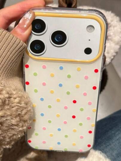 Y2K 彩色波点手机壳，兼容 17 Pro Max、17 Pro、17、17 Air、16 Pro Max、16 Pro、16、16 Plus、15 Pro Max、15 Pro、13 Pro Max、14 Pro、12 Pro Max、15、14、13、12、11，可爱小熊手链手机后盖