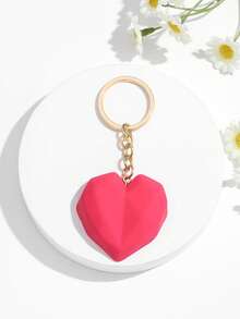 1件时尚欧美精致情人节心形钥匙扣吊坠配饰，适合女士车钥匙、包包、装饰和节日礼物 - 彩色 - 查看 8
