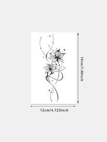 1 miếng dán hình xăm tạm thời chống thấm nước, chống mồ hôi, có thể giặt, không phản chiếu, thiết kế hoa ly theo phong cách vẽ mực trang nhã, phù hợp với những người sành điệu, hình xăm cao cấp. - màu đen - Xem 6