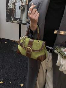 Handbag Bag Women's Autumn 2025 New Fashion Sense Small Square Bag Simple Joker Leisure Messenger Bag - Dark Green - View 3