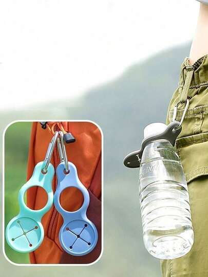 Móc treo bình nước có thể tháo rời, thích hợp cho các hoạt động ngoài trời, leo núi, cắm trại, giúp rảnh tay, phụ kiện ngoài trời tiện lợi khi đi du lịch, móc treo nhẹ, móc treo bền, giá đỡ bình nước, dành cho người đi bộ đường dài, du khách.