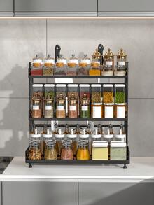 重型调料架 - 三层重型厨房储物架，带可调节层板，商用级调料收纳架，适用于台面、橱柜、食品储藏室 - 节省空间设计，易于组装 - 彩色 - 查看 2